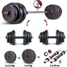 Feyza Design Çok Fonksiyonlu 32 kg Halter ve Dambıl Seti, Fitness ve Spor Için