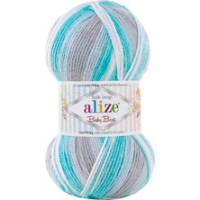 Alize Baby Best Batik Desen (5 Adet) Yeşil-Gri-Krem Renkli El Örgü Ipliği