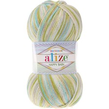Alize Happy Baby Multi Color (5 ADET)52236 Yeşil-Krem-Mavi Renkli El Örgü Ipliği