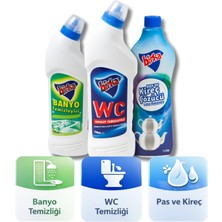 Birka 3’lü Temizlik Seti | Wc Tuvalet 750 ml + Banyo Temizleyici 750 ml + Pas ve Kireç Çözücü 1 L