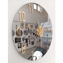 PremiumPort Şık 50 cm Aynalı Cam Duvar Saati, Modern Dekoratif Tasarım