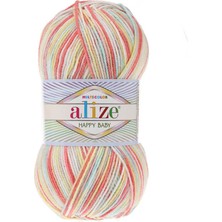 Alize Happy Baby Multi Color (5ADET) 52230 Pembe-Sarı-Krem Renkli El Örgü Ipliği