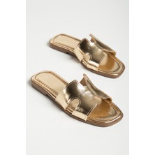 Miss Zülüf Kadın Altın Renk Günlük Terlik Ortopedik Taban ile Konforlu Kullanım İçin Tasarlandı