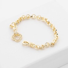 Zuum Premium Seri Zirkon Taşlı 14K Marka Zincir Bileklik