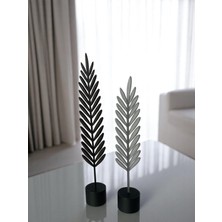 Dekoratif 2’li Gri Siyah Tüy Biblo Seti - Modern Masa Üstü Obje Salon Aksesuarı