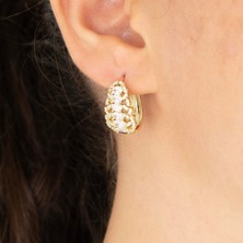 Xuping Xupıng Özel Seri 14K Damla Model Zirkon Taşlı Halka Küpe