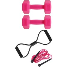 Feyza Design Evde Egzersiz Seti 2'li Dambıl, Direnç Lastiği ve Atlama Ipi Seti