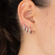 Zuum ZİRKON TAŞLI GÜMÜŞ RENK 3 BOY HALKA SET ÇELİK KÜPE