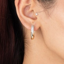 Xuping Xupıng Özel Seri 18K Tasarım Zirkon Taşlı Oval Küpe