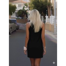 Nake Butik Kadın Kırmızı Bisiklet Yaka Kolsuz Elbise