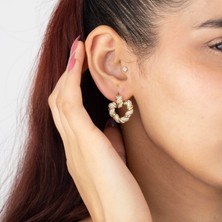 Xuping Xupıng Özel Seri 14K Tasarım Zirkon Taşlı Kalp Detay Sallantılı Küpe