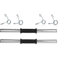 Feyza Design 2'li Spor Dambıl Seti 45 cm Krom Bar + 4 Çelik Sıkıştırma Yayı, 1,5-3 kg