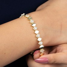 Zuum Özel Seri Zirkon Taşlı 14K Tasarım Zincir Bileklik