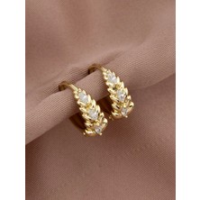 Xuping Xupıng Özel Seri 14K , Gold , Sarı Renk Başak Model Çocuk Boy Halka Çelik Küpe
