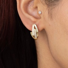 Xuping Xupıng Özel Seri 14K , Gold , Sarı Renk Tasarım Zirkon Taşlı Çelik Küpe