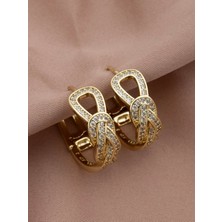 Xuping Xupıng Özel Seri 14K , Gold , Sarı Renk Tasarım Zirkon Taşlı Çelik Küpe