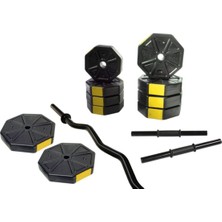 Feyza Design 50 kg Z Barlı Dambıl Seti, 120 Cm, Sarı Kapaklı, Güç ve Dayanıklılık