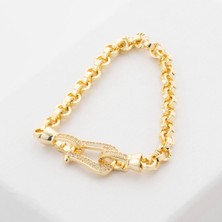 Zuum Premium Seri Zirkon Taşlı 14K Tasarım Zincir Bileklik