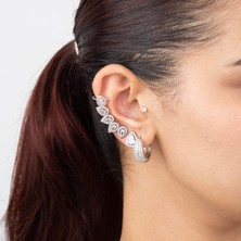 Zuum Özel Seri Gümüş Renk Damla Zirkon Taşlı Kıkırdak Küpe(Sağ Kulak Uyumludur)