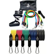 Feyza Design 11 Parça Direnç Lastiği Seti, Kas Güçlendirme ve Çekme Aleti