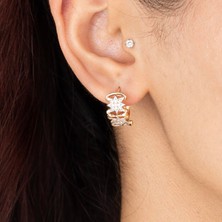 Xuping Xupıng Özel Seri 18K Tasarım Zirkon Taşlı Kutup Yıldız Detaylı Halka Küpe