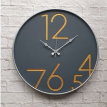 PremiumPort Antrasit ve Bakır Tonlarında Renkli Yuvarlak Duvar Saati 50 cm Çap