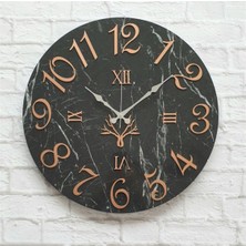 PremiumPort Mermer Desenli Bakır Renkli Çap 38CM Duvar Saati, Şık ve Modern Tasarım