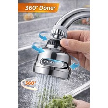 VeraGlobe Buğz 3 Modlu 360 Derece Döner Krom Musluk Başlığı Su Tasarruflu Mutfak Çeşme Evye ve Lavabo Batarya Ucu