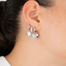 Zuum ZİRKON TAŞLI GÜMÜŞ RENK 3LÜ SET ÇELİK KÜPE