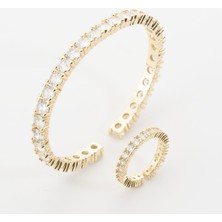 Zuum Özel Seri Zirkon Taşlı 14K Tamtur Bileklik-Yüzük Set