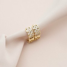 Xuping Xupıng Özel Seri 14K , Gold , Sarı Renk Zirkon Taşlı Halka Çocuk Çelik Küpe