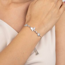 Zuum Asansörlü Kelebek Detay Gümüş Renk Tasarım Bileklik