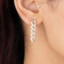 Xuping Xupıng Özel Seri 18K Tasarım Zirkon Taşlı Zincir Model Küpe