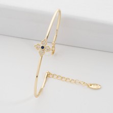 Zuum Zirkon Taşlı 14K Özel Tasarım  Ince Kelepçe Bileklik