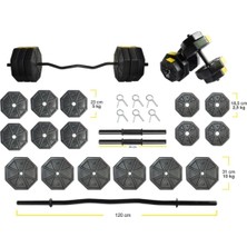 Feyza Design 100 kg Z Bar Dambıl Seti, Sarı Kapaklı, Vücut Geliştirme Ağırlık Seti
