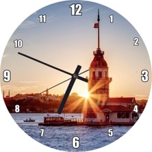 PremiumPort Güzel Günbatımı ve Kız Kulesi Temalı 50X50 cm Duvar Saati