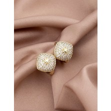 XUPING Özel Seri 14K , Gold , Sarı Renk Yıldız Model Zirkon Taşlı Çelik Küpe