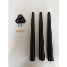 Hamadex 48 cm Siyah Sert Plastik Sehpa Ayağı (3 Adet + Aparatlar) Bahçe, Balkon, Iç Mekan