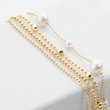 Zuum Premium Seri Inci Detay Dörtlü Birleşik 14K Zincir Bileklik