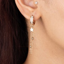 Xuping Xupıng Özel Seri 18K Tasarım Yıldız Detay Sallantılı Halka Küpe