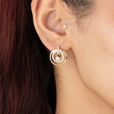Xuping Xupıng Özel Seri 14K , Gold , Sarı Renk Zirkon Taşlı Tasarım Çelik Küpe