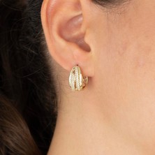 Xuping Xupıng Özel Seri 14K , Gold , Sarı RenkZirkon Taşlı Tasarım Çelik Küpe