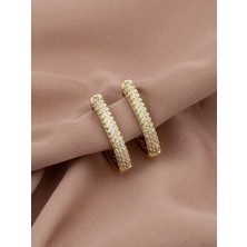 Xuping Xupıng Özel Seri 14K , Gold , Sarı Renk Zirkon Taşlı Halka Çelik Küpe