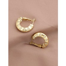 Xuping Xupıng 14K , Gold , Sarı Renk Tasarım Zirkon Taşlı Halka Çelik Küpe