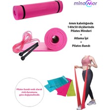 Feyza Design Yumuşak 6mm Pilates Minderi, Atlama Ipi ve Pilates Bandı Seti