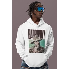 Sevbano Tasarım Badbunny Rapper Baskılı Unisex Oversize Şarkıcı Hoodie
