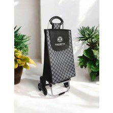 PremiumPort Sessiz Silikon Üç Tekerlekli Pazar Arabası, Paslanmaz Gövde ve Su Geçirmez Çanta