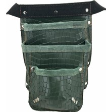 PremiumPort Yeşil Hakiki Deri Kroko Cepli Tekniker Çivi Önlüğü Bel Çantası