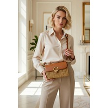 Benerly Kadın Hasır Dokuma Kontrast Kapaklı Omuz Çantası Ayarlanabilir Askılı Günlük Kullanım Için Ideal