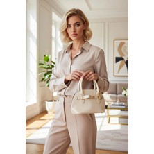 Benerly Kadın Kuşgözü Kemer Toka Detaylı Fermuarlı Mini Bowling Çanta Ayarlanabilir Askılı Elde Taşıma Saplı